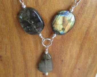 Labradorite and 925 Sterling Silver Necklace