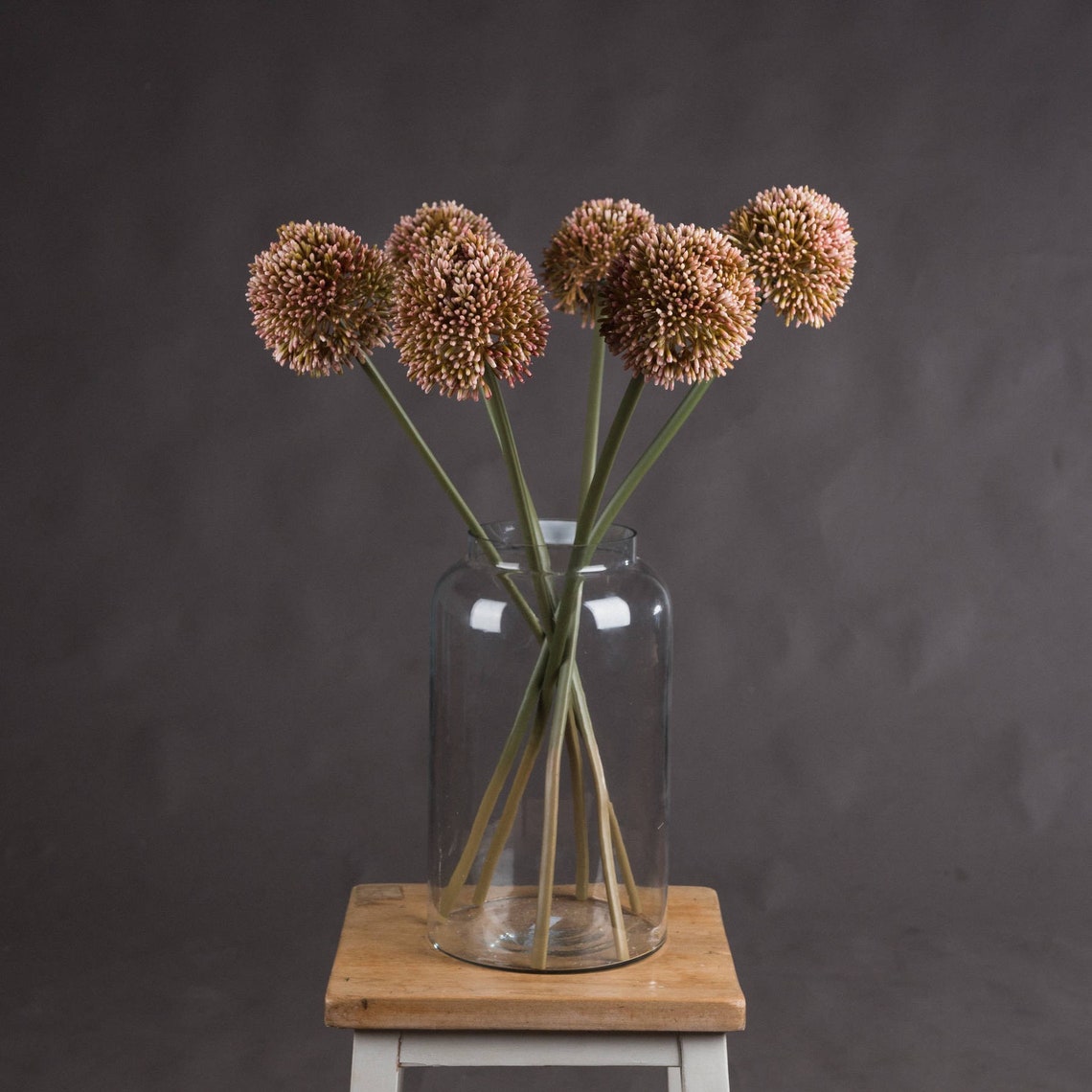 Allium Artificial Flower Stem Faux Flowers Arrangement Etsy