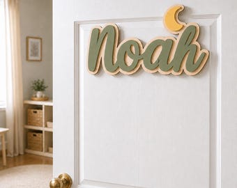 Personalized Wooden Name Sign, Custom Nursery Name Sign, Baby Door Sign, Kids Room Wall Decor, 3D Wood Name Plaque, Baby Shower Gift