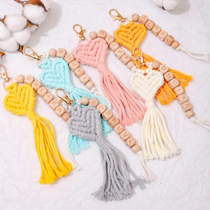 Personalized Keychain , Macrame Keychain, Wedding Gift, Custom Macrame Keychains, Woven Keychain, After Party Gift, Valentine&#39;s Day Gift