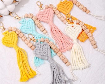 Personalized Keychain , Macrame Keychain, Wedding Gift, Custom Macrame Keychains, Woven Keychain, After Party Gift, Valentine's Day Gift