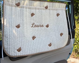 Personalized Car Window Curtain, Embroidered Baby Sun Shade with Suction Cups