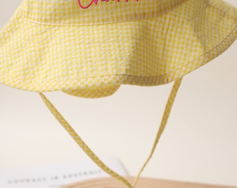 Personalizowany kapelusz plażowy dla dzieci, dziecięcy kapelusz typu bucket, kapelusz z imieniem, kapelusz dla dziewczynek, personalizowany kapelusz typu bucket