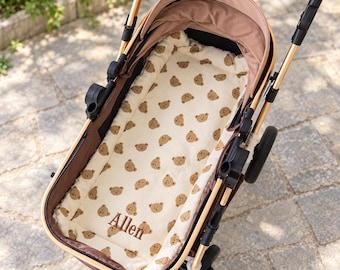 Personalized Cotton Gauze Stroller Liner with Name Embroidery, 12 Prints