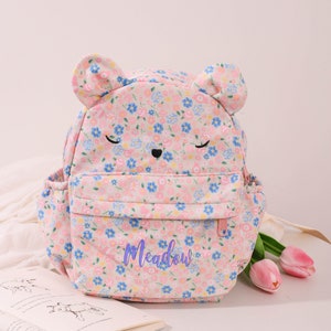 Sac à dos enfant personnalisé avec prénom, sac à dos chat rose, cadeau de rentrée scolaire, cadeau enfant