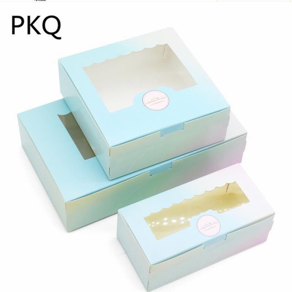 15pcs Paper Gift Box With Window Wedding Party Cake Food Etsy