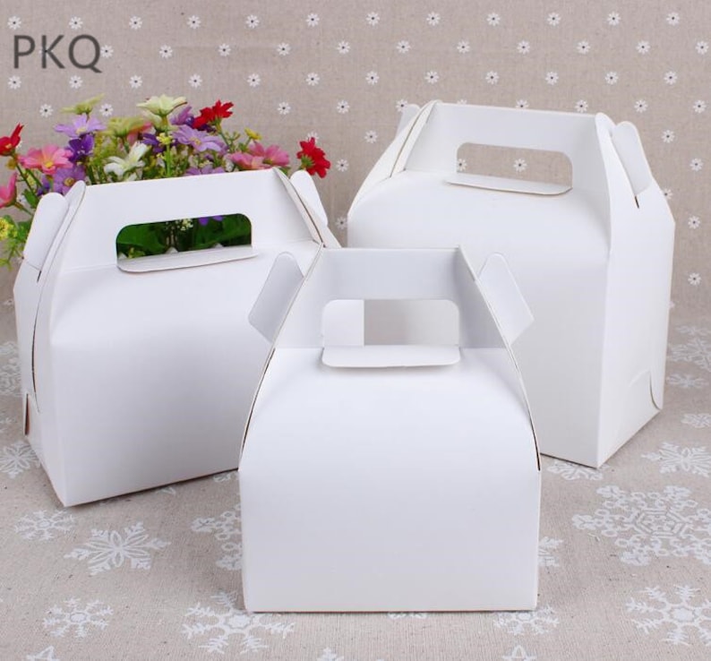 20pcs Kraft Paper Cake Box With Handle Cupcake Packaging Box Etsy