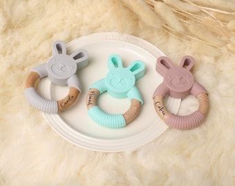 Personalised baby gift| Baby gift| Personalised gift| handmade| custom made| Bunny teether| teether| baby shower| teething toy| engraving