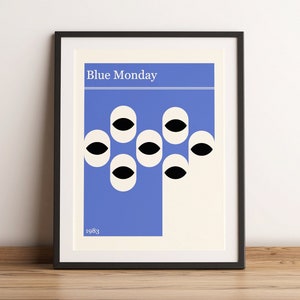 Blue Monday 1980s Retro Poster - Minimalist Art Print