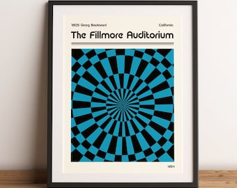 Fillmore Auditorium Retro Music Poster - Impresión de arte minimalista