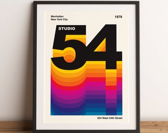 Studio 54 Retro Poster - Minimalist Art Print - New York City