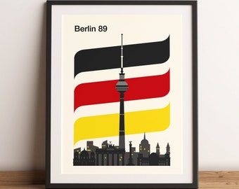 Berlin Travel Poster Minimalist Wall Art Vibrant Print Travel Gift Retro Modern Art