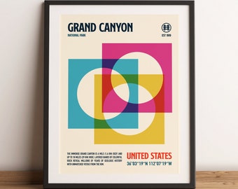 Grand Canyon National Park Art Print, Grand Canyon Travel Poster, Travel Print, Minimalist Travel Art, Modern Wall Art, Minimalist Design