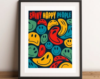 Shiny Happy People Retro Gig Poster - Minimalist Art Print