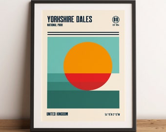 Yorkshire Dales Art Print, Yorkshire Dales Travel Poster, Travel Print, Minimalist Travel Art, Modern Art, Minimalist Design, Wall Art
