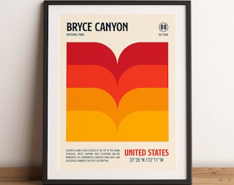 Bryce Canyon National Park Print, Bryce Canyon Travel Poster, Travel Print, Minimalist Travel Art, Modern Art, Minimalist Design, Wall Art