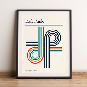 Daft Punk Concert Poster Retro Gig Poster Print Minimalist Abstract Music Art Print