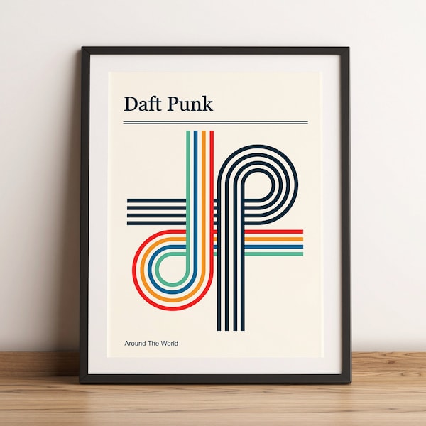 Daft Punk Concert Poster Retro Gig Poster Print Minimalist Abstract Music Art Print