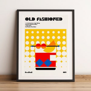 Cocktail Kunstdruck Old Fashioned Cocktail Lebendige Art Bauhaus Kunstdruck Bunte Poster Moderne Kunst Küchenkunst Essen und Trinken