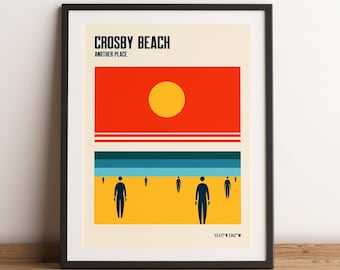 Crosby Beach  Art Print, Crosby Beach Liverpool Poster, Travel Print, Minimalist Travel Art, Modern Art, Minimalist Design, Wall Art