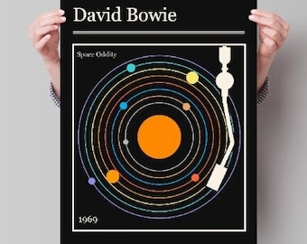 David Bowie Poster, David Bowie Space Oddity, Minimalist Art, Retro Aesthetic, Bowie Print, Music Poster, Bowie Concert Poster, Minimal Art