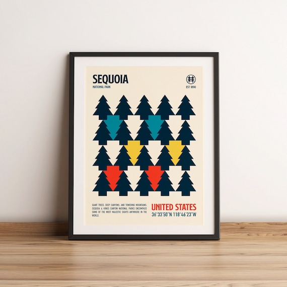 Sequoia National Park - Retro Travel Poster - Minimalist Art Print