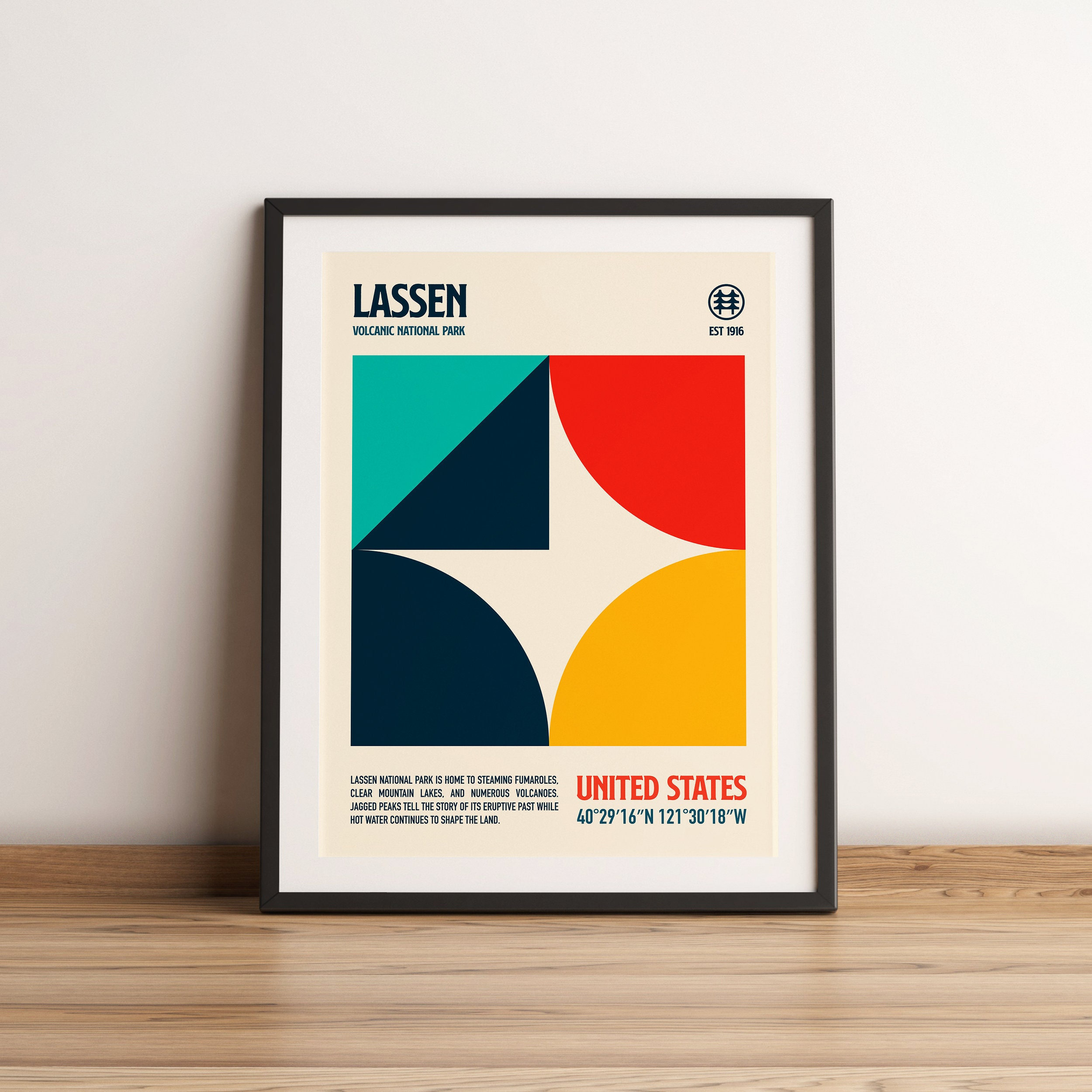 Lassen National Park Art Print, Lassen Travel Poster, Volcano Travel Print, Minimalist Travel Art, Modern Art, Minimalist Design, Wall Art