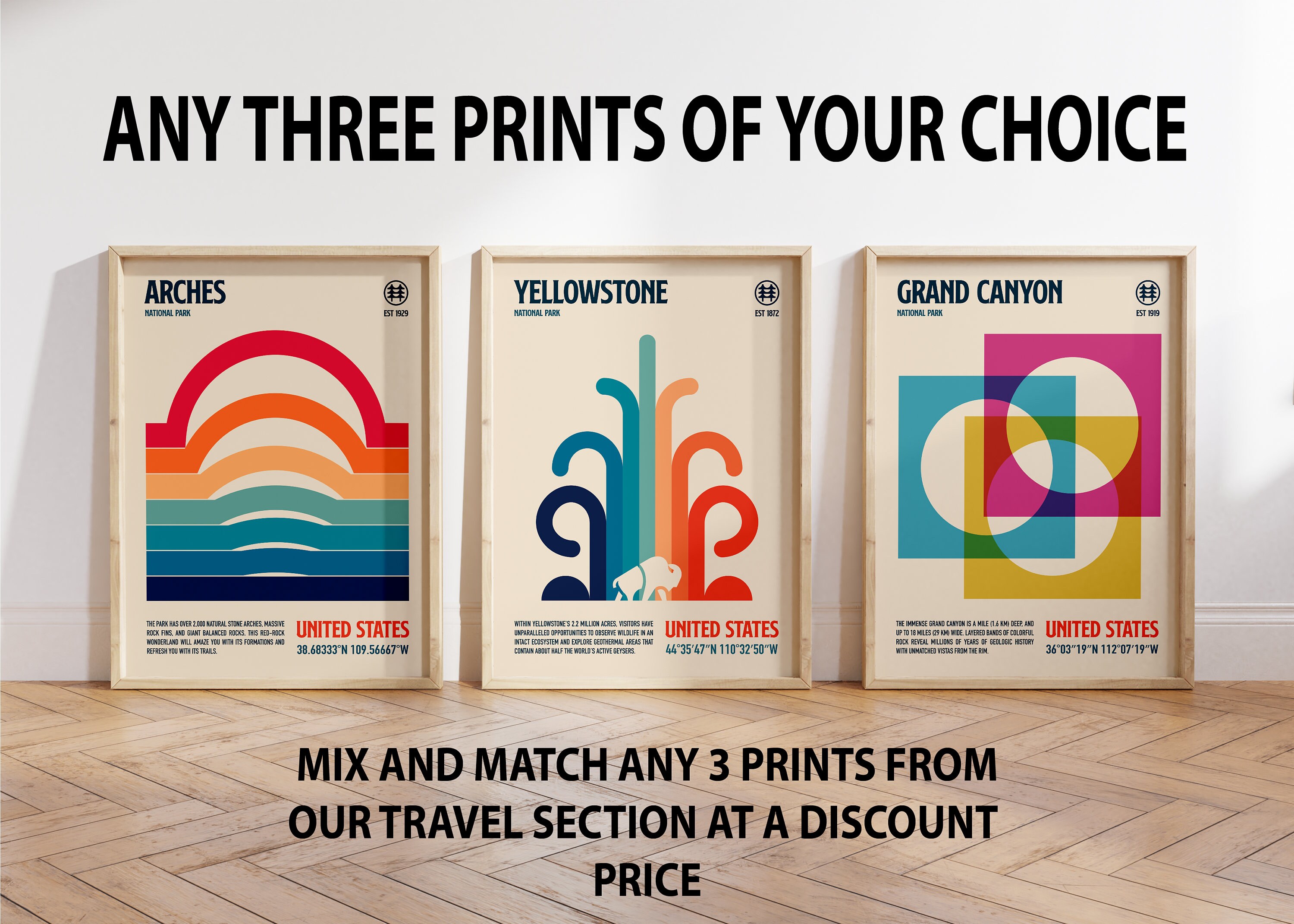 Mix and Match Set of 3 Travel Art Prints Bundle - Etsy
