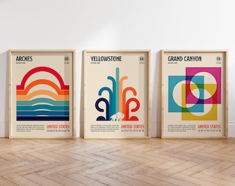Mix and Match Set of 3 Retro Travel Art Prints Bundle | Minimalist Mid Century Home Decor | Select any 3 from our Travel section