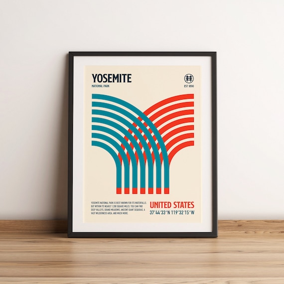 Yosemite National Park - Retro Travel Poster - Minimalist Art Print
