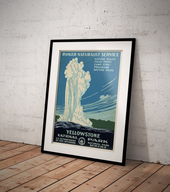 Download Free Yellowstone National Park Vintage Travel Poster Wall Art Etsy SVG Cut Files