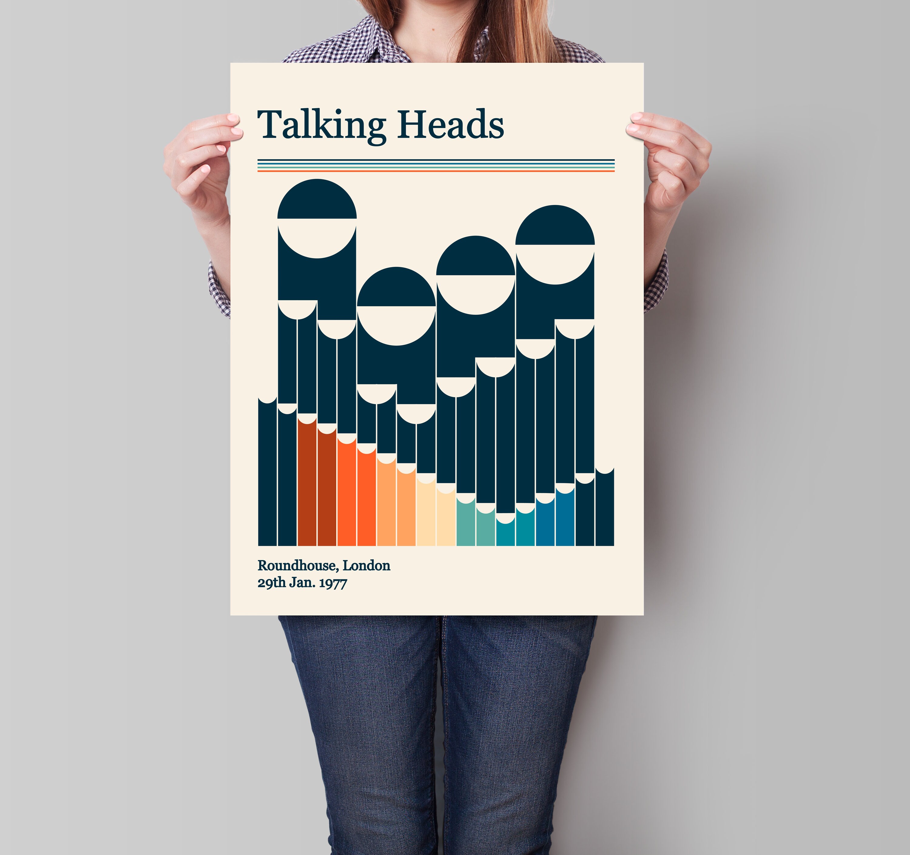 Discover Talking Heads Retro Gig Poster - Minimalist Art Print (Und)