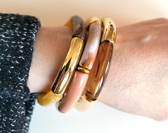 Multicolored elastic tube bead bangle bracelet mix 28