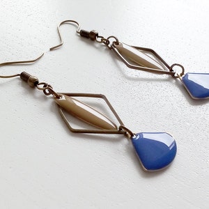 Diamond diamond earrings bronze shuttle camel blue fan