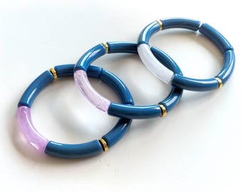 マルチカラーの弾性チューブビーズバングルブレスレットミックス40