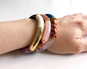 Multicolored elastic tube bead bangle bracelet mix 49