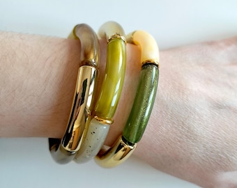 Multicolored elastic tube bead bangle bracelet mix 31