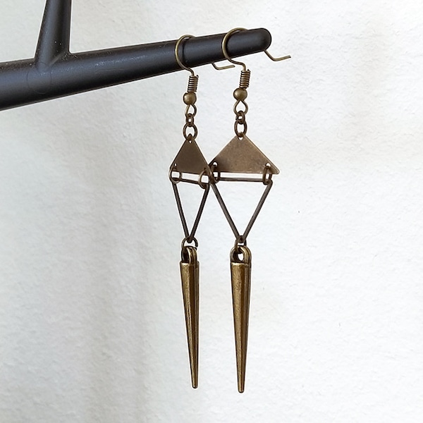 Boucles d'oreilles bronze double triangle spike