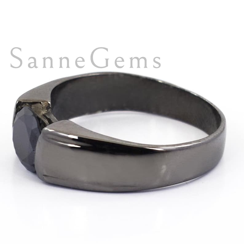 Excellent Shine Black Diamond Ring In Round Brilliant Cut Birthday /& Easter! Gift For Marriage