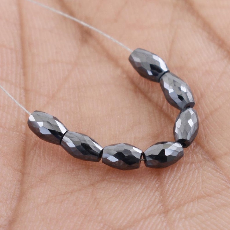 12 Pcs Round 12 Ct 5 mm Certified Black Diamond Bead For Jewelry Making AAA
