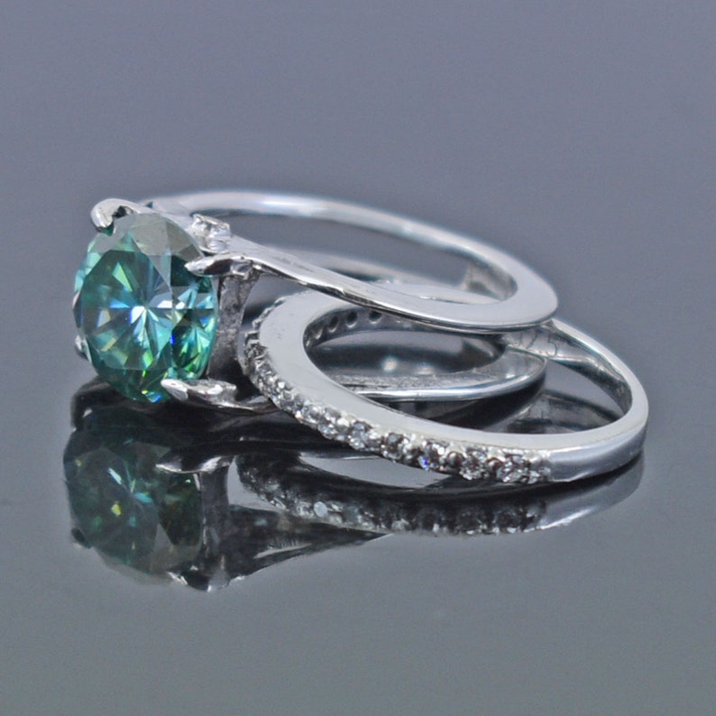 Certified Blue Diamond Stackable Ring In Round Brilliant Cut | Etsy