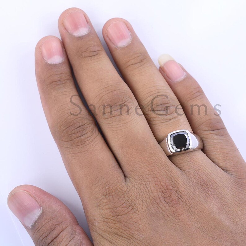 Certified diamond 4 Carat Black Diamond Ring In Cushion Cut Full fire !