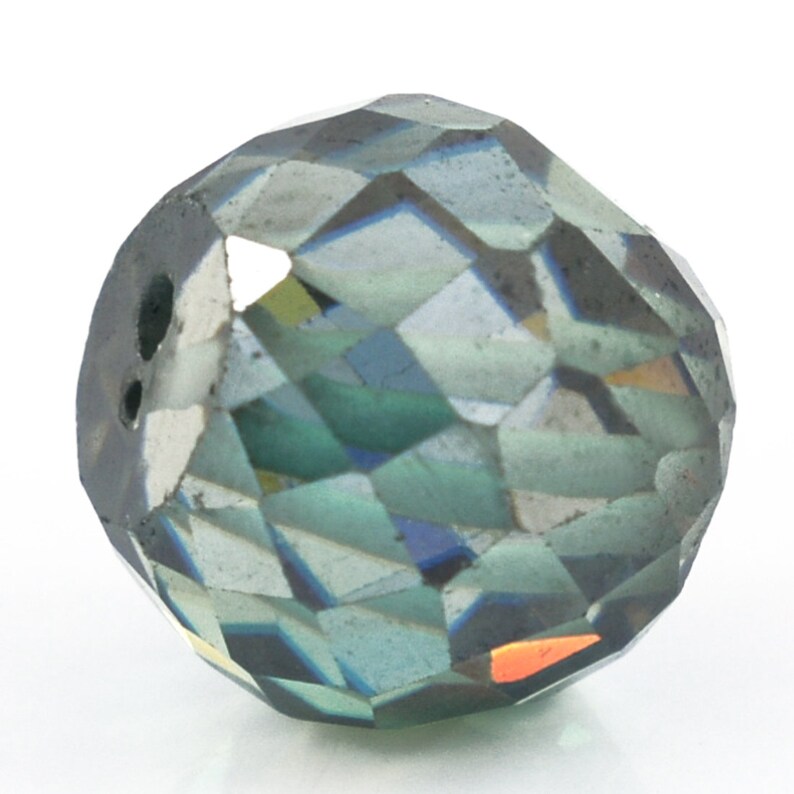 Exquisite 9mm Round Blue Diamond Bead 6.75 Carat for Making Jewelry