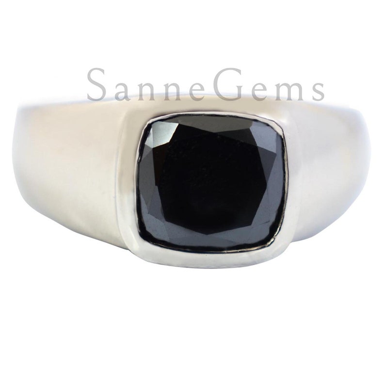 Certified diamond 4 Carat Black Diamond Ring In Cushion Cut Full fire !