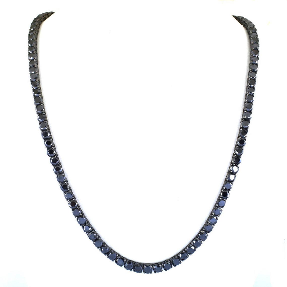 Certified Black Diamond Solitaire Tennis Necklace In Black Etsy
