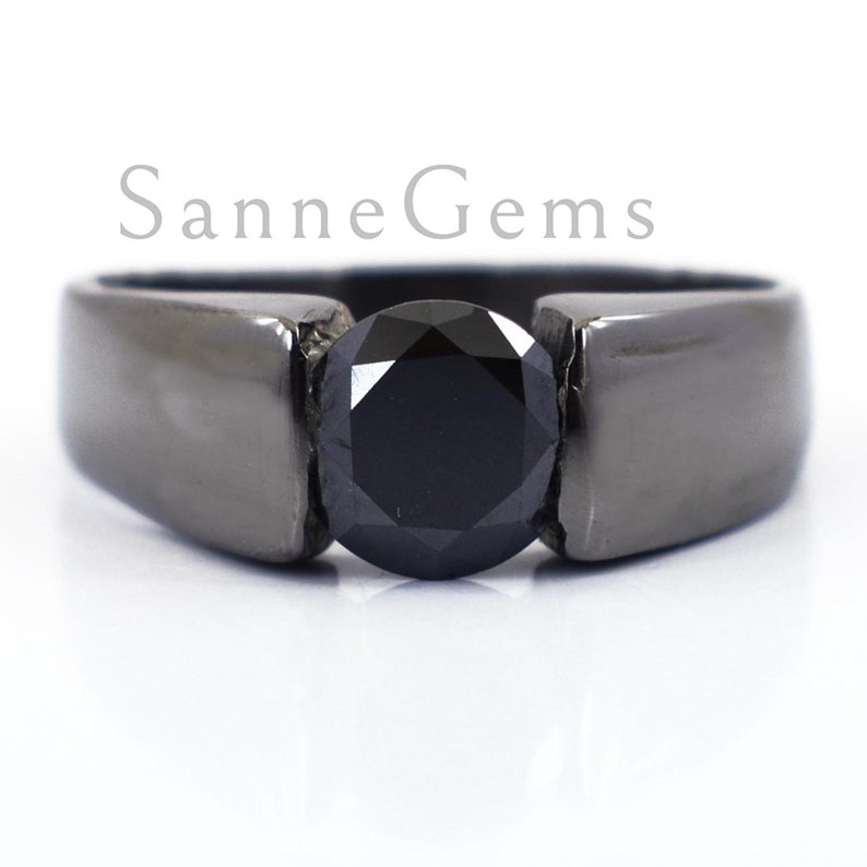 Excellent Shine Black Diamond Ring In Round Brilliant Cut Birthday /& Easter! Gift For Marriage