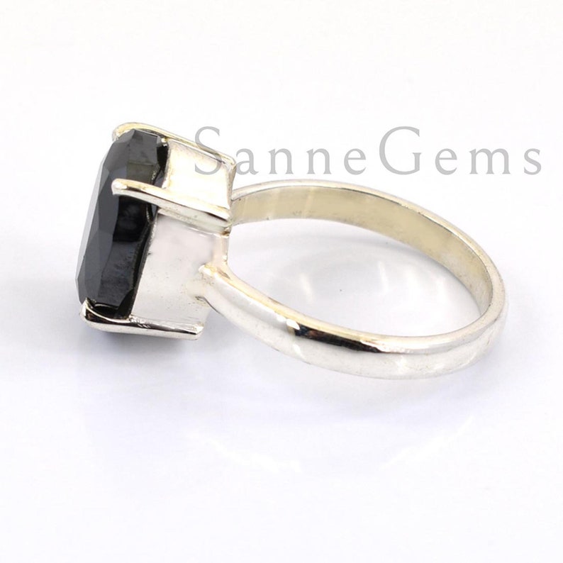 Amazing Sparkle /& Bling ! 4 Prong Ring Black Diamond Ring In Oval Cut In white Gold Finish