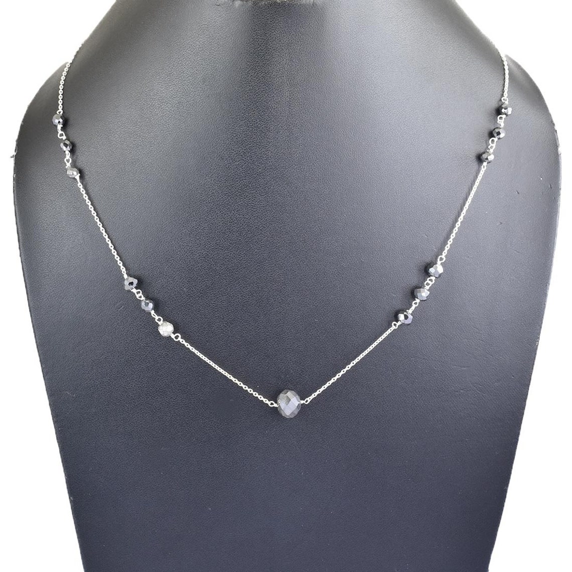 Black Diamond Beads Chain Necklace Certified Round Beads AAA Etsy