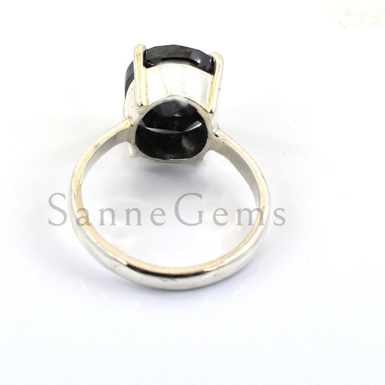 Amazing Sparkle /& Bling ! 4 Prong Ring Black Diamond Ring In Oval Cut In white Gold Finish