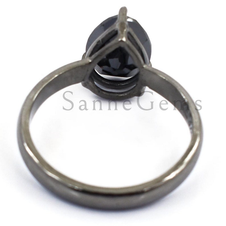 2 to 10 Carat Options Excellent Shine /& Luster ! Pear Cut Black Diamond Ring in Black Gold Finish